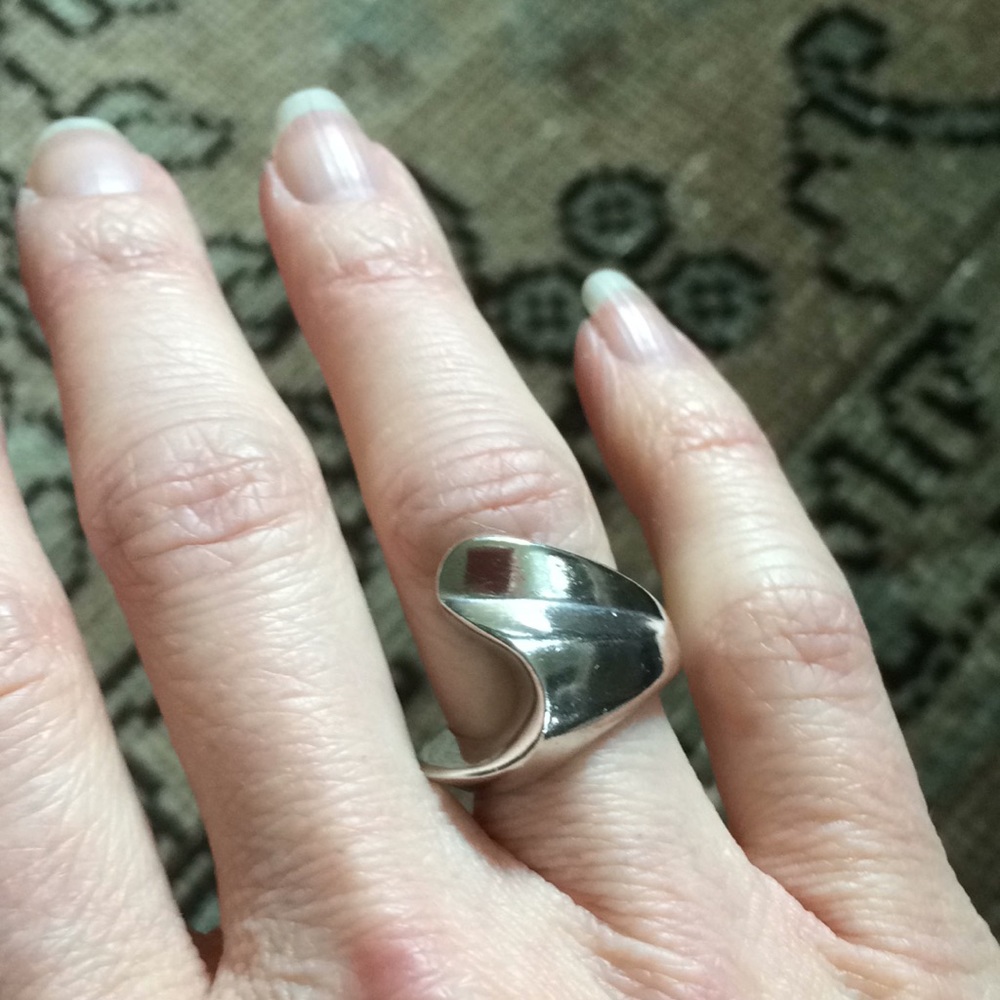 Sterling silver Art Deco modernist ring